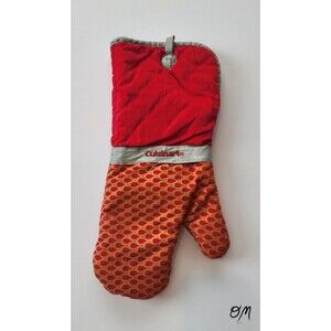 Cuisinart Red Orange Cotton & Silicon Quilted Lining 14" Oven Glove Mitt